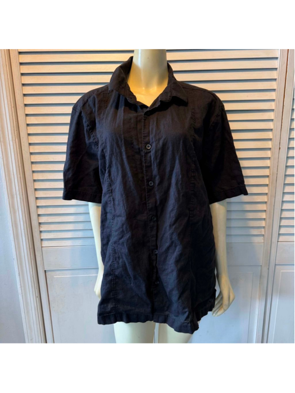 Women's Cafe Luna Black Button Down Shirt XL